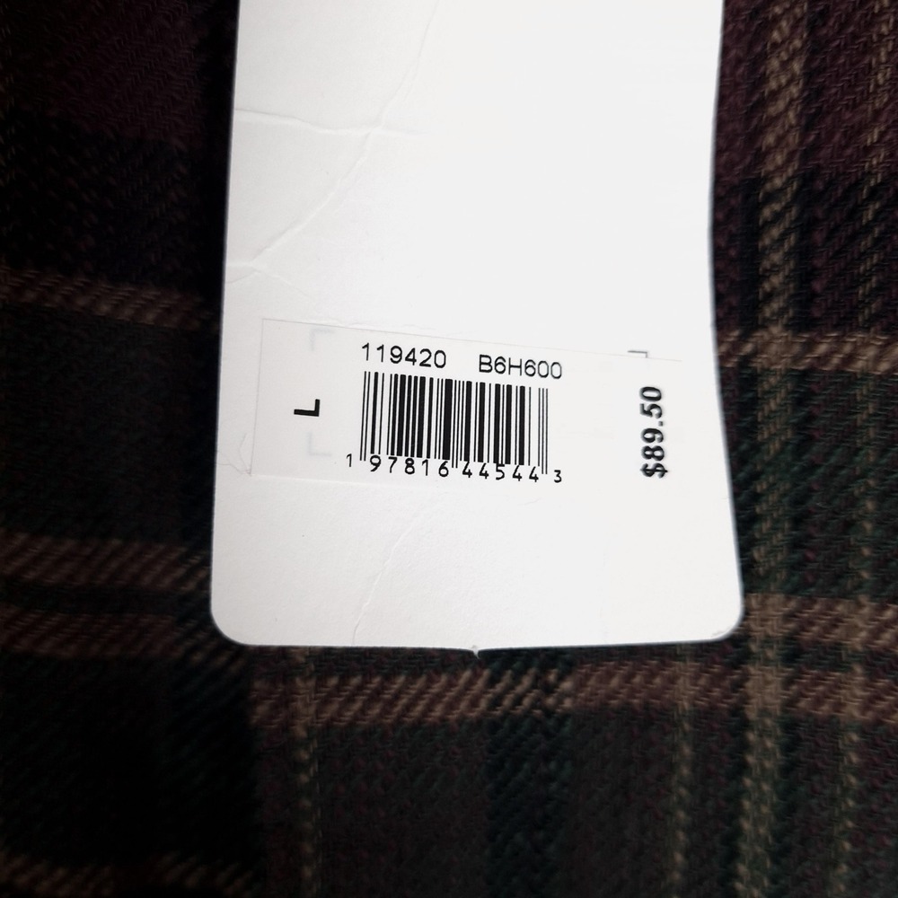 Lucky Brand Flannel Shirt Mens Large Green Burgundy Plaid Button Up Heavyweight - Picture 3 of 16